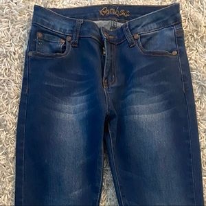 Navy blue distressed jeans